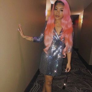 Metallic blazer dress